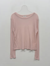 ボートネックテンセルシースルーTシャツ