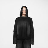 HIERARCHY STUDIOS ENE - ウォッシュドブラック Not Equal オーバーサイズ長袖Tシャツ