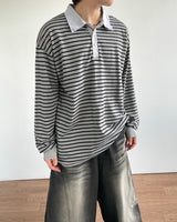 ウォッシュストライプピキュTシャツ