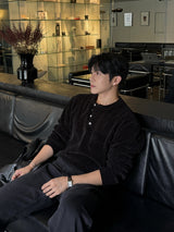 Dique velvet henley-neck round knitwear