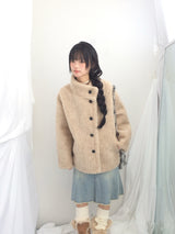 highneck puffy fur jacket