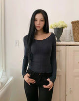 Sable Punched V-Neck Knit