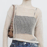 a see-through cropped knitwear
