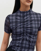 Raw Edge Colour Block Pleated Skirt _ NAVY