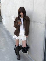 Camu Suede Slit Blouson Jacket
