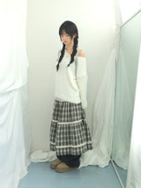 Hazel latte checkered skirt