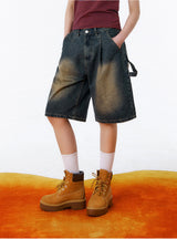 BTB :ウェーブウォッシングカーペンターショーツ [YELLOW MINUIT CORE] [UNISEX]