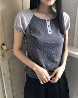 ロールスタープリンテッドラグランパフショートスリーブTシャツ