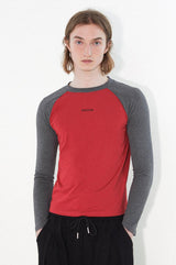 Color-blocked raglan sleeve slim-fit comfortable long-sleeve T-shirt