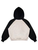 Women's Lovely Heart Raglan Embroidery Hood Zip-up OatmealBlack(FCE1ZP305W)