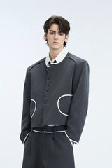 Colorblock Gem Button Tweed Jacket