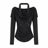 Rielle Cowl Graphic Layered T-shirt