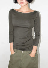 TENCEL BOAT-NECK SLIM TEE