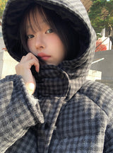 25FW★ [MADE] Odin Check Hood High Neck String Padding
