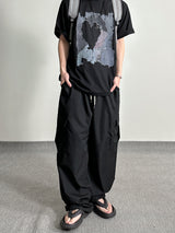 Color string wide cargo pants