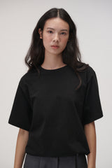 ボクシーラウンドTシャツ (ブラック)