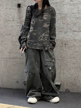 カモ スナップ ワッフル ロングスリーブ Tシャツ