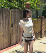 nouveau drape asymmetrical sleeveless top