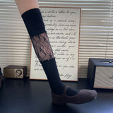 Lace Ribbon Scrunch Long Socks