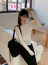 Rose See-through Wool Slim Rib Knit (6color)