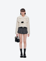 13DE MARZO Bear Face Faux Fur Coat