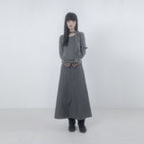 Folded check maxi skirt 003