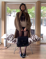 wool high-neck toggle half coat