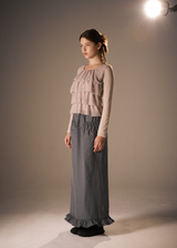 Tiered Ruffle Long Sleeve Top / Beige