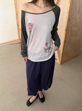  floral raglan T
