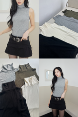 ウールアンゴラ ノースリーブ タートルネック Tシャツ