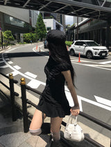 City Class Sheer Shirring HAlf Shirt& Skirt SET 