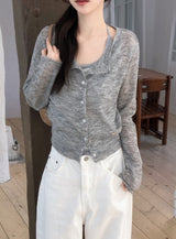 Sunday Pendant Layered Round Knit Cardigan (6color)