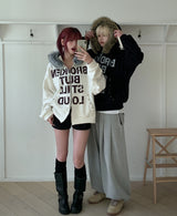Loud Corduroy Stud Fur Hood Zip-Up