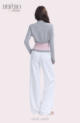 Pink gray bolero top two-piece