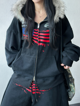 Balloon May Set-Up Available Fleece Printed Tattoo Embroidery Crop Zip-Up 🩶✨ 2 COLOR