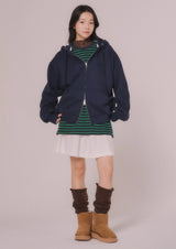 フードスウェットジップアップジャンパー (Navy)