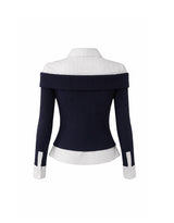 エリー オフショルダー タイ リブ ニット ネイビー