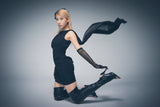 Thigh High Cut-Out Heel Boots(Black)