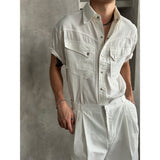 [MUSCLE FIT] Cool ever western denim half shirts (White)