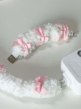 Fuzzy multi-tap_Ribbon_White (Pink)