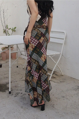 CHECK PATCH PRINTING LONG DRESS
