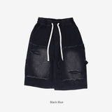 (Unisex) Mare Half Damage Denim Pants