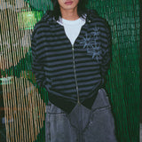 Untitled Starrynight Stripe Hood Zip Up Black