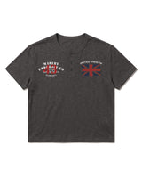 スラブヘンリーネッククロップドTシャツユニオンジャック チャコール