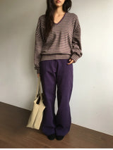 Cebu striped V-neck knit (2color)