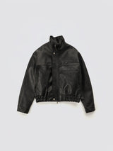 High-neck Leather Jacket_Black