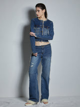  FRINGED DENIM PANTS
