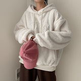 Rugle lettering fur embroidered hoodie