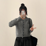 モネスナップカラースキームポイントボクシーニットカーディガン