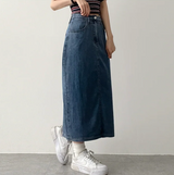 Sundy Charlang クールデニムロングスカート [ショート & ベーシックセレクション] Lyocell Fabric